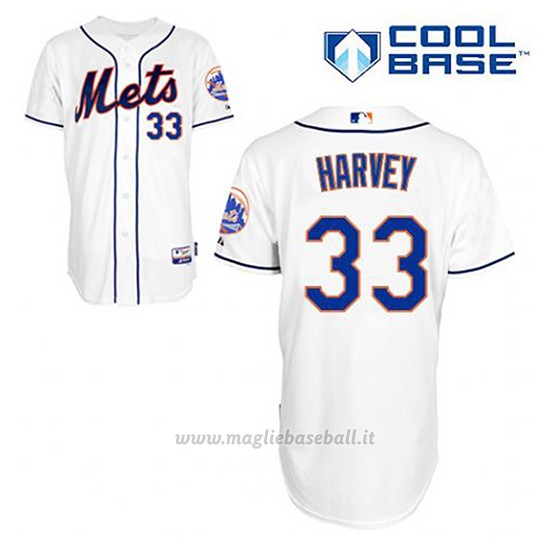 Maglia Baseball Uomo New York Mets Matt Harvey 33 Bianco Alterner Cool Base